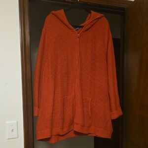 Roaman's Vibrant Orange Knit Cardigan